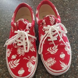 Red Hawaiian Print Vans Size 9
